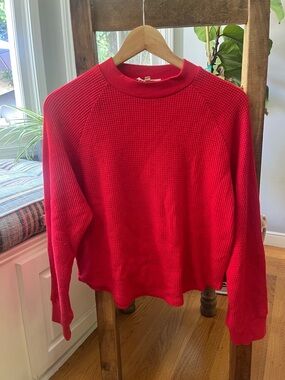 Madewell Red Waffle-Knit Pullover